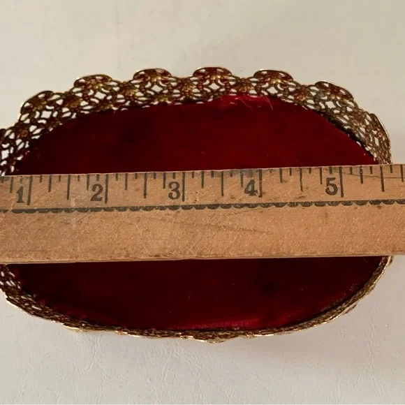 mid century vintage Ornate Gold Color Filigree Metal Stand - Picture 3 of 11